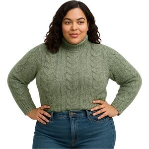 a.n.a XXL Sage Green Cable Knit Sweater | Cozy Fall Winter Plus Size Knitwear 💚